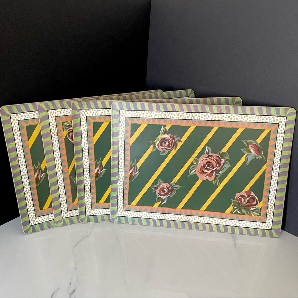 SET of 4 Torquay Rose Placemats by Mackenzie Childs
